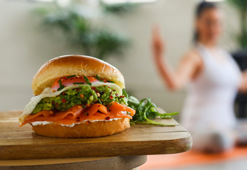 Salmon and Cream Cheese Brioche Roll Header Photo A photo of a Salmon and Cream Cheese Brioche Roll recipe on a wooden board