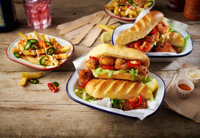 Street food dishes on a table