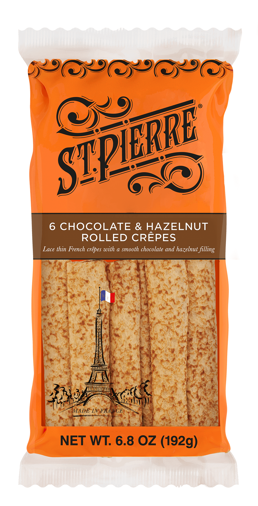 St Pierre 6 Chocolate & Hazelnut Rolled Crepes Pack Shot