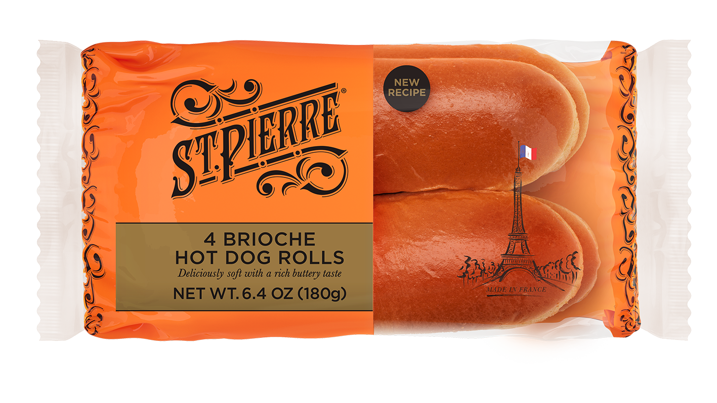 St Pierre 4 Brioche Hot Dog Rolls Pack Shot