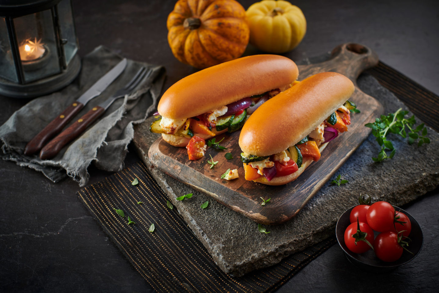 Honey Roast Pumpkin And Feta Rolls